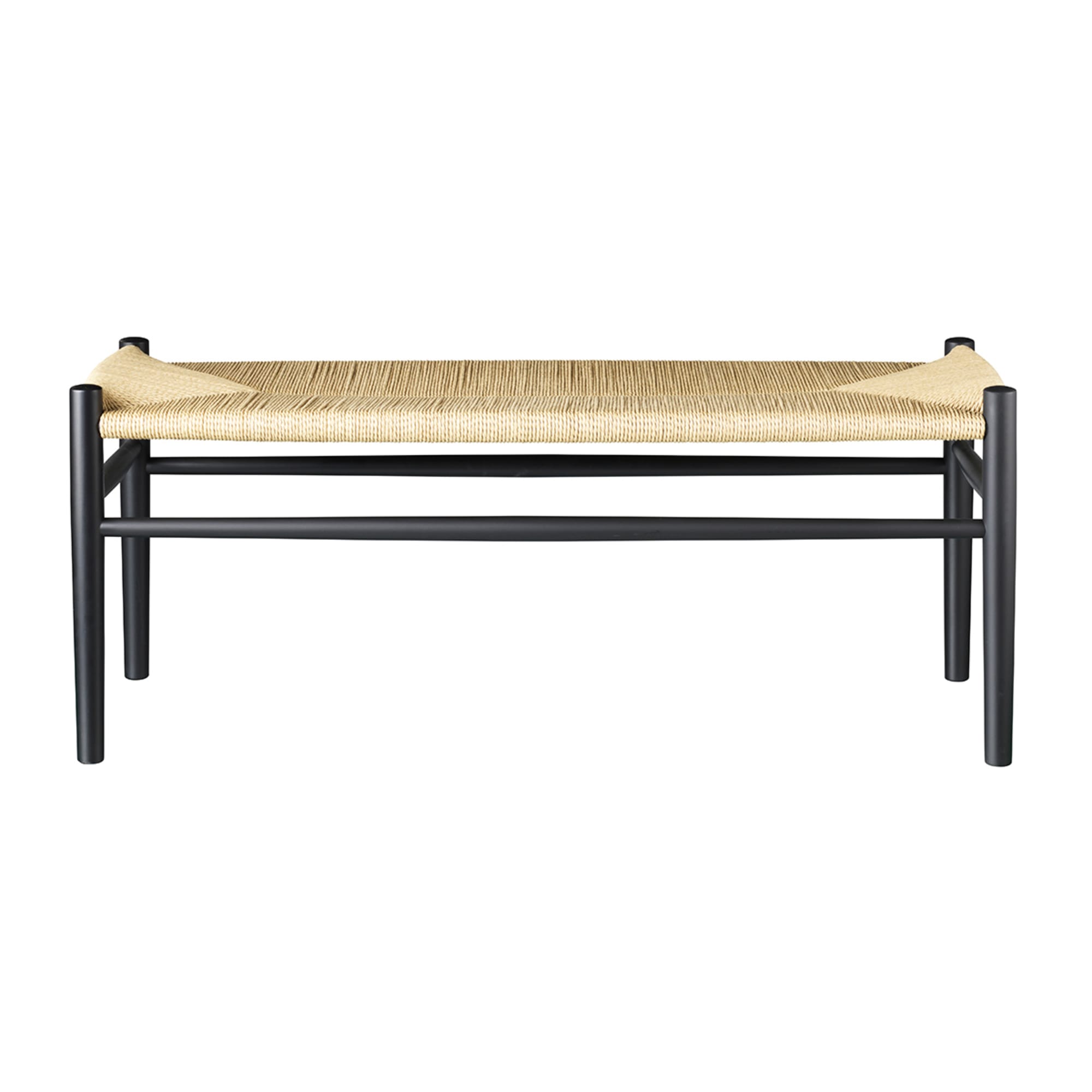 Fdb Møbler J83 B Bækmark Bench, Black/Natural Braid