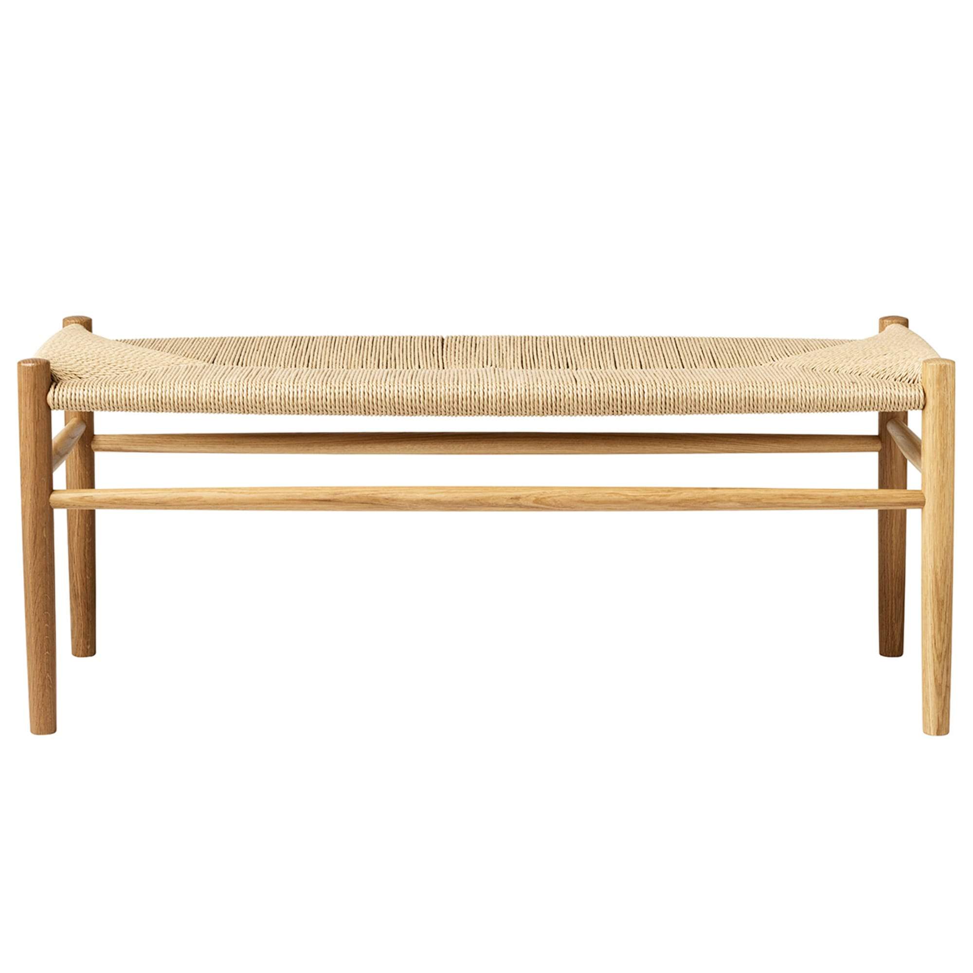 Fdb Møbler J83 B Bækmark Bench, Matt Lacquered Oak/Natural Wicker