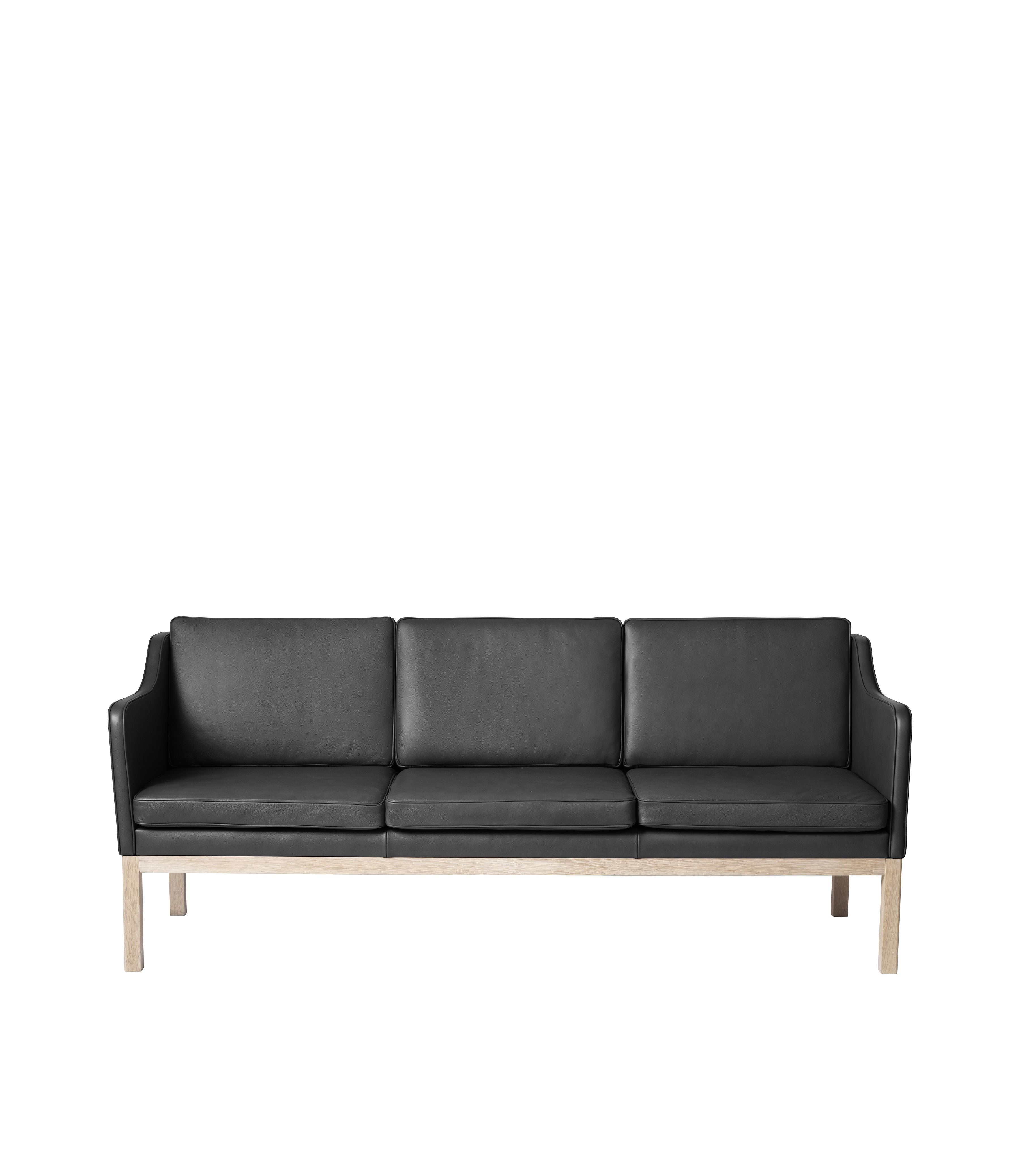 [product_category]-Fdb Møbler Mk46 Mogens Koch 3 Pers. Sofa, Oak/Black Leather-FDB Møbler-5715054012668-L433001100103-FDB-1
