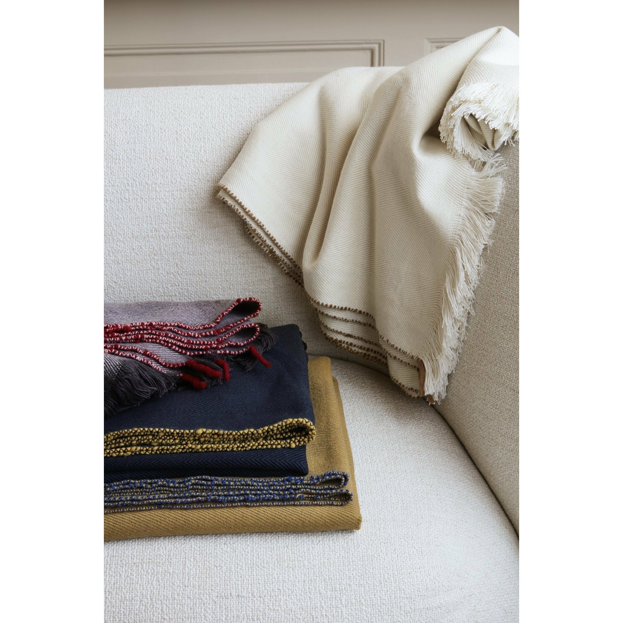 Ferm Living Herringbone Blanket, Off White