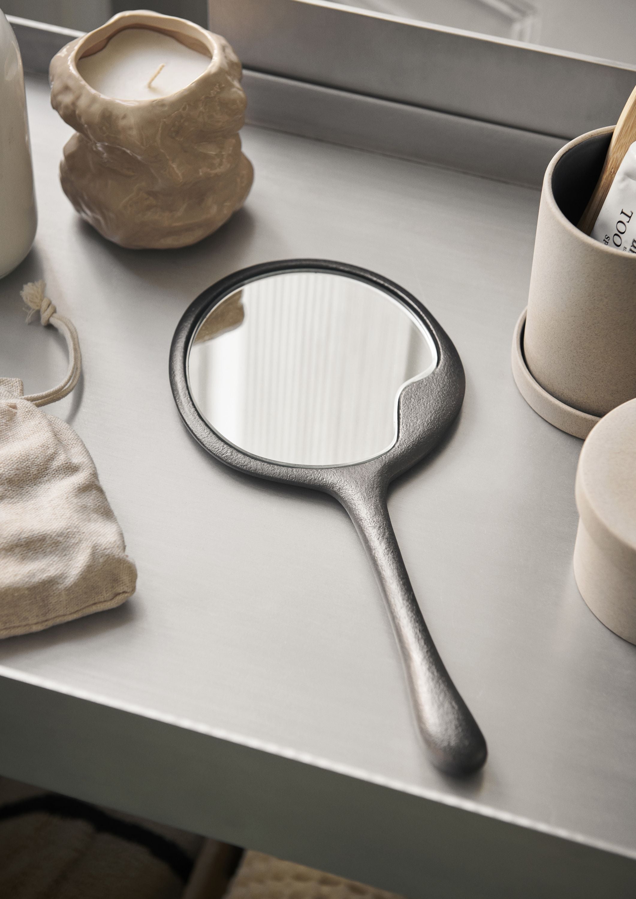 [product_category]-Ferm Living Lava Hand Mirror, Blackened Aluminium-Ferm Living-5704723309987-1104268032-FER-2