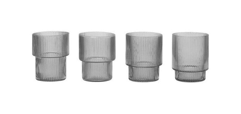 [product_category]-Ferm Living Ripple Glass Grey, Set 4 Pcs-Ferm Living-5704723028673-100127112- FER-1