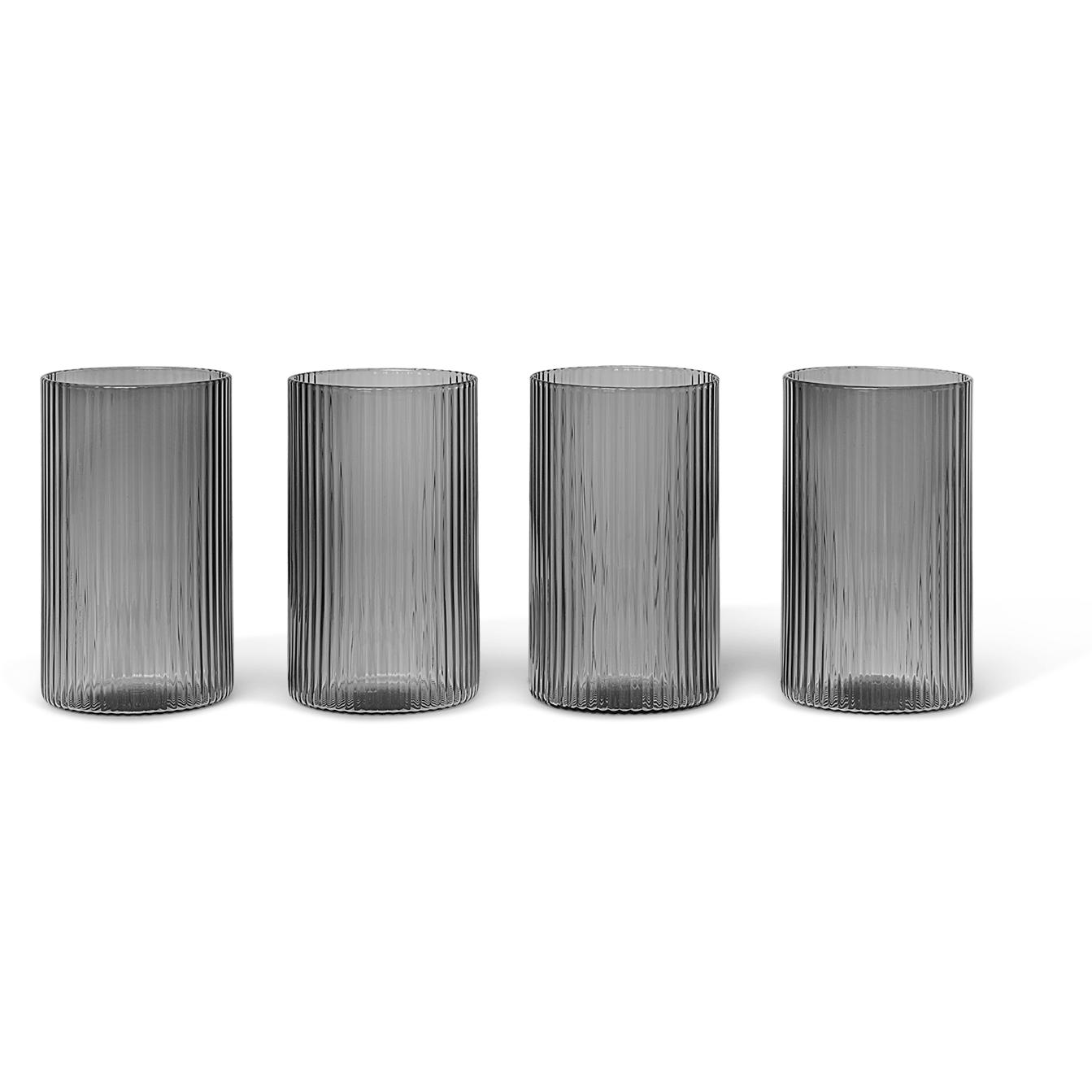 [product_category]-Ferm Living Ripple Glasses Grey Smoked, 4 Pcs.-Ferm Living-5704723270072-1104264041-FER-1