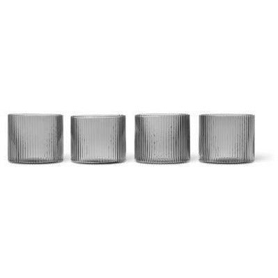 [product_category]-Ferm Living Ripple Low Glasses Set Of 4 20ml, Smoked Grey-Ferm Living-5704723276319-1104264665-FER-1