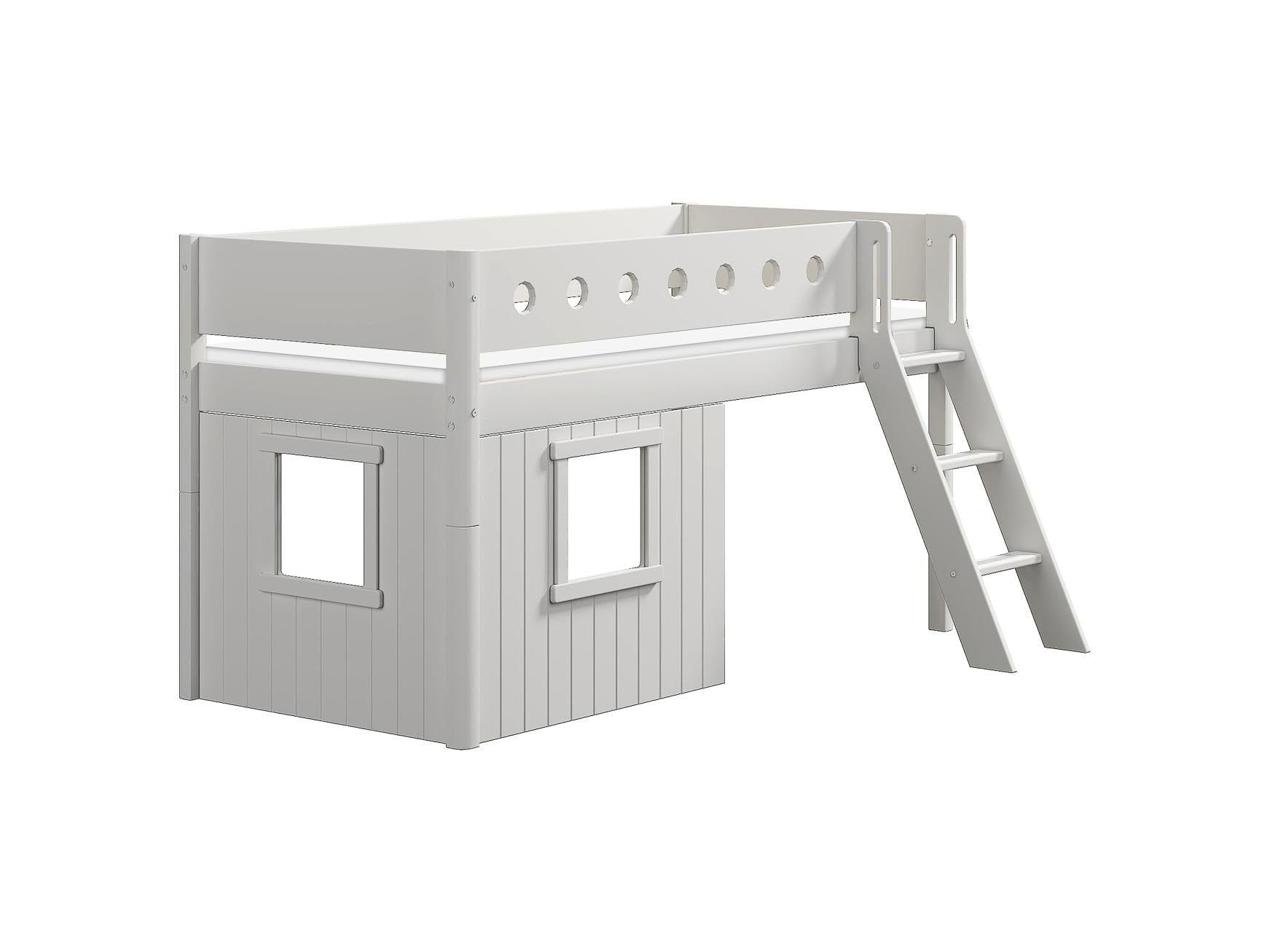 [product_category]-FLEXA Mid-high bed, sl. ladder & Treehouse Bed Fronts, white frame-FLEXA-5706459145518-90-10975-40-FLE-10