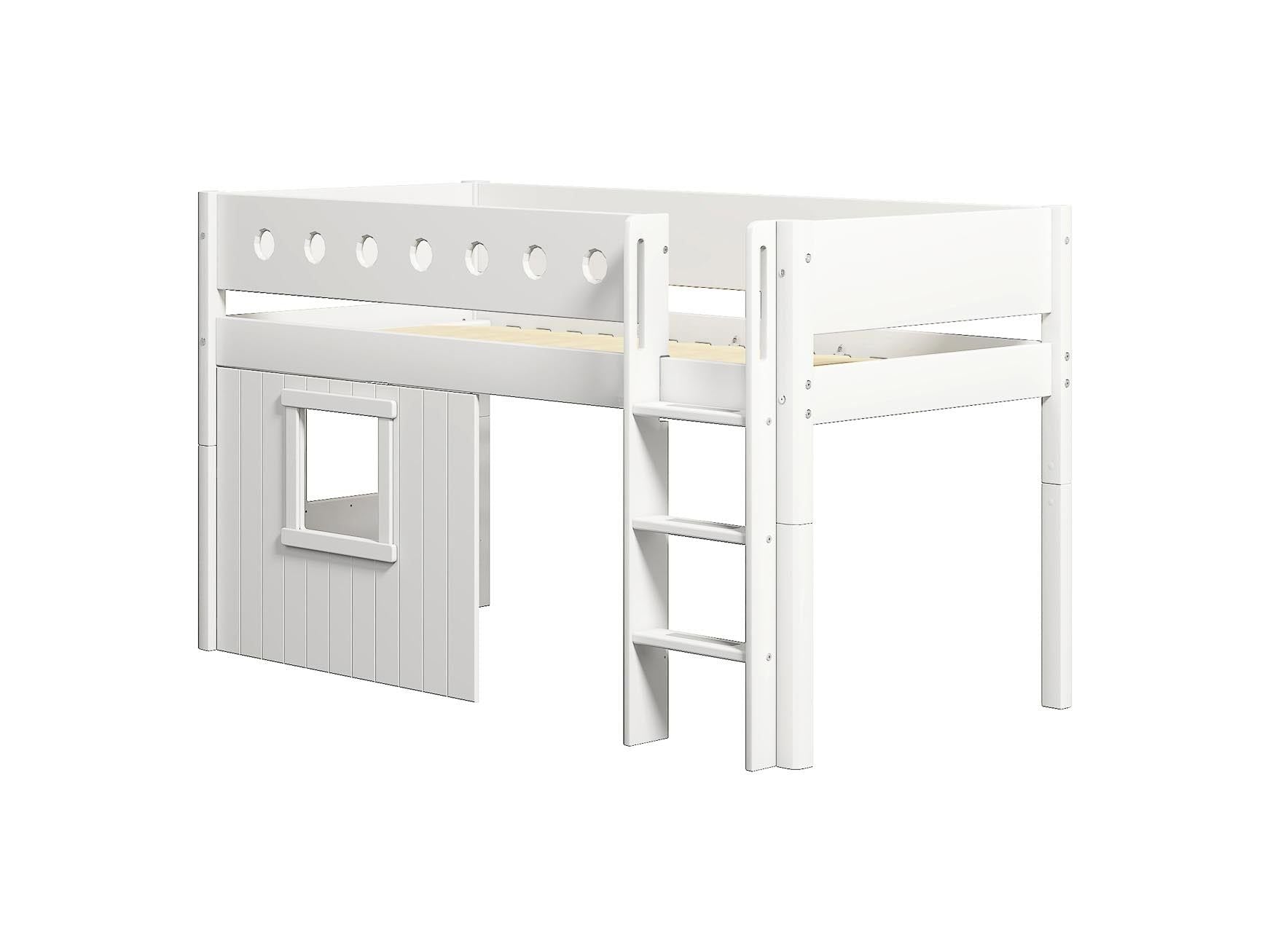 [product_category]-FLEXA Mid-high bed, str. ladder & Treehouse Bed Fronts, white frame-FLEXA-5706459145501-90-10974-40-FLE-9