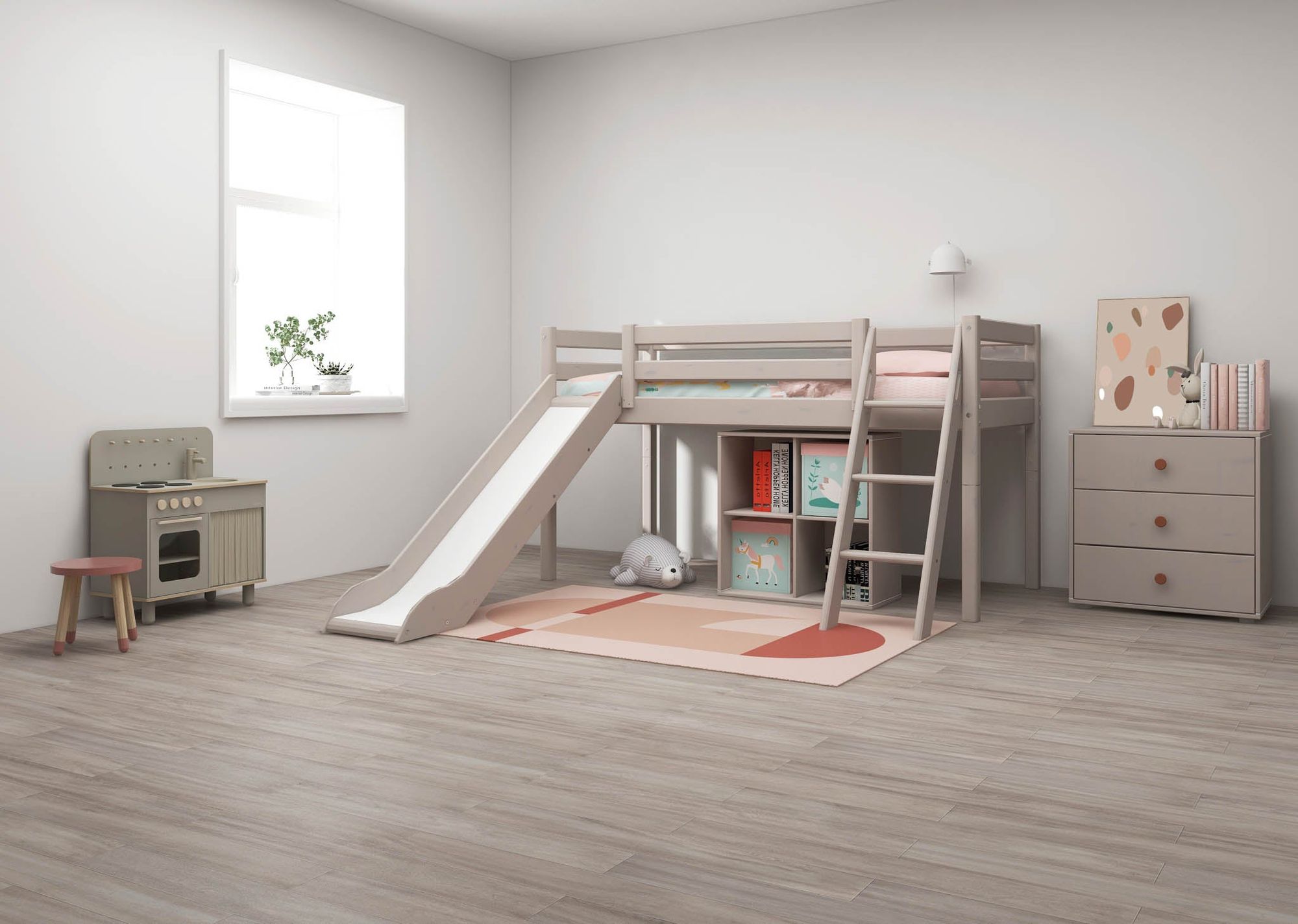 [product_category]-FLEXA Mid-high bed w. slanting ladder and slide-FLEXA-5706459127828-90-10310-3-01-FLE-2