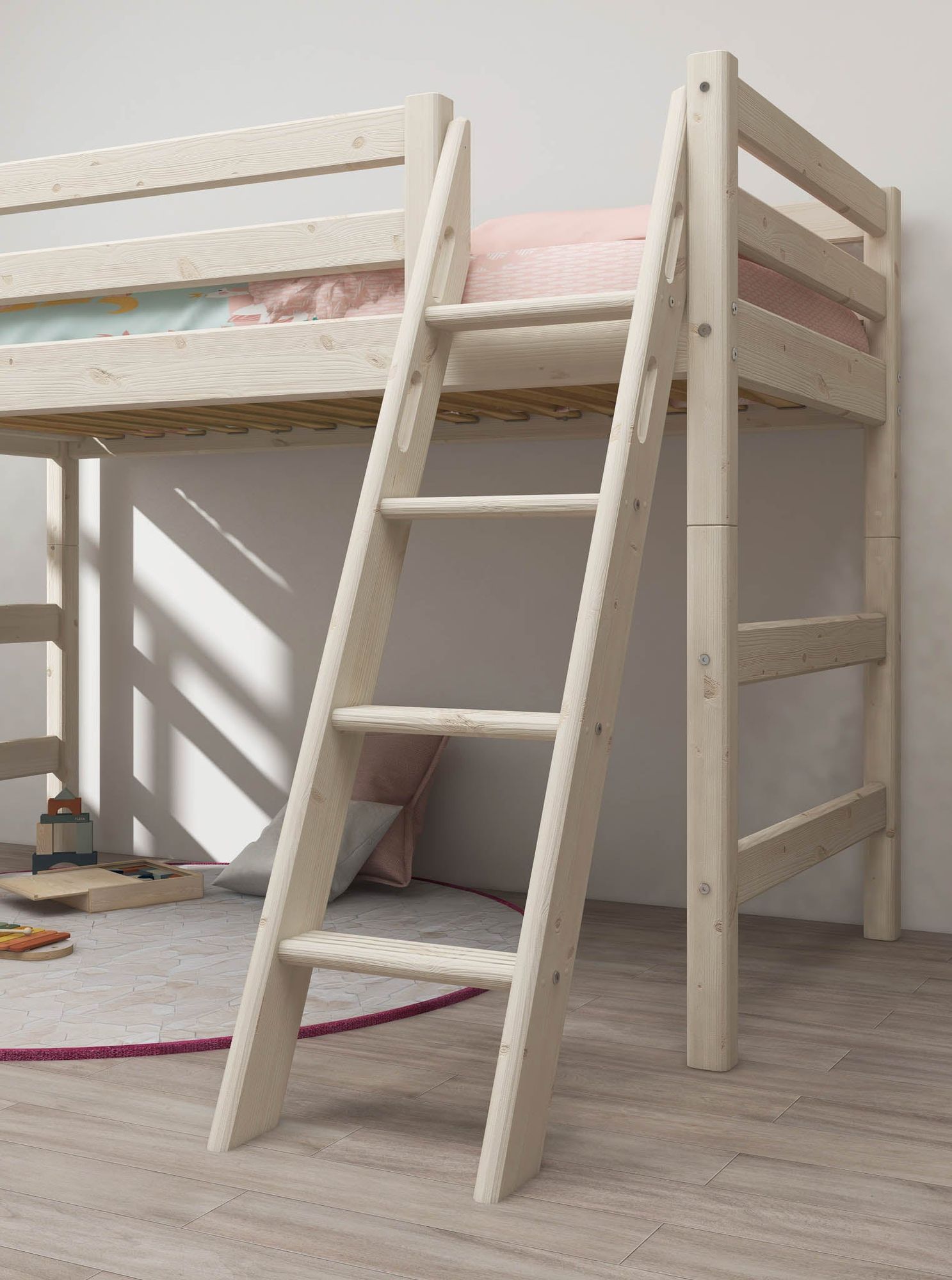 [product_category]-FLEXA Semi-high bed w. slanting ladder-FLEXA-5706459068879-90-10312-2-01-FLE-4