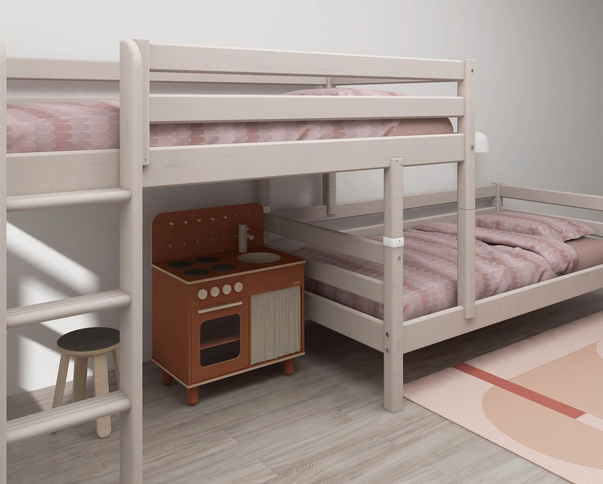 [product_category]-FLEXA Semi-high bed w. straight ladder-FLEXA-5706459120485-90-10044-3-01-FLE-7