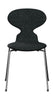 Fritz Hansen 3101 Ant stol foran polstret, skal: farvet finer sort, polstring: vanir tekstil sort/grå, base: stål/krom