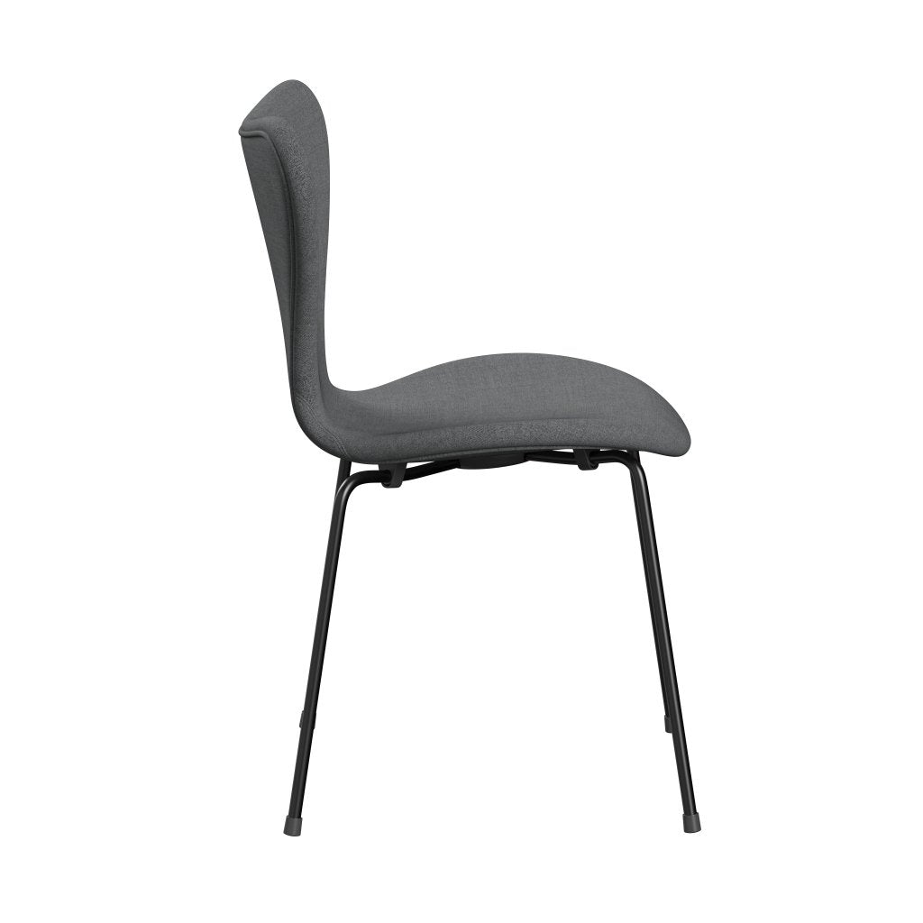 [product_category]-Fritz Hansen 3107 Chair Full Upholstery, Black/Remix Grey (Rem143)-Fritz Hansen-3107FU-REM143-DRBL-FRI-3