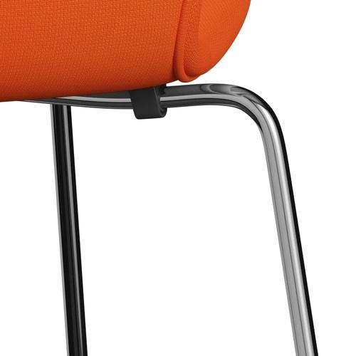 [product_category]-Fritz Hansen 3107 Chair Full Upholstery, Chrome/Fame Orange (F63016)-Fritz Hansen-3107FU-F63016-CST-FRI-7