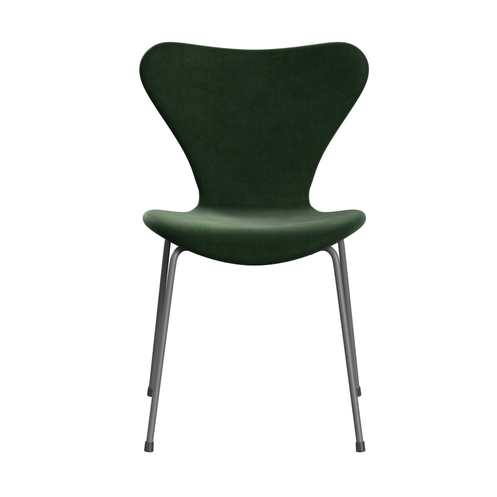 [product_category]-Fritz Hansen 3107 Chair Full Upholstery, Silver Grey/Belfast Velvet Forest Green-Fritz Hansen-3107FU-BEL660-SIGREY-FRI-1