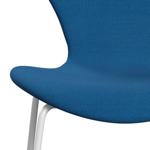 [product_category]-Fritz Hansen 3107 Chair Full Upholstery, White/Steelcut Trio Turquoise/Blue-Fritz Hansen-3107FU-STR865-DRWH-FRI-6