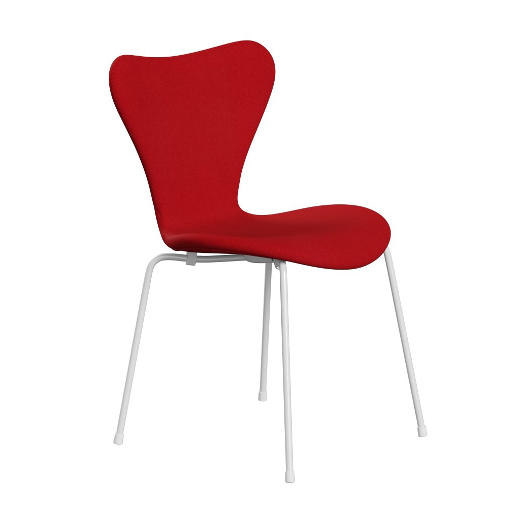 [product_category]-Fritz Hansen 3107 Chair Full Upholstery, White/Tonus Red-Fritz Hansen-3107FU-TON130-DRWH-FRI-2