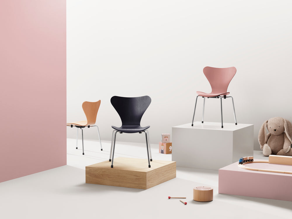 [product_category]-Fritz Hansen 3177 Children's Series 7 Chair, Colored Veneer Ash/Midnight Blue-Fritz Hansen-5702370002077-840227-FRI-2