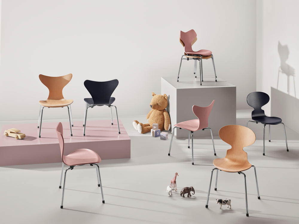 [product_category]-Fritz Hansen 3177 Children's Series 7 Chair, Colored Veneer Ash/Midnight Blue-Fritz Hansen-5702370002077-840227-FRI-3