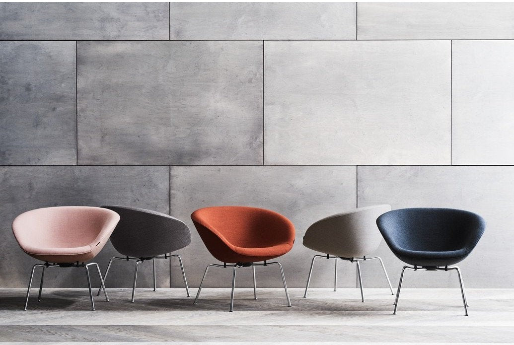 [product_category]-Fritz Hansen Aj Pot Lounge Chair Powder Coated Steel Fabric, Blue-Fritz Hansen-3318-6001-FRI-1