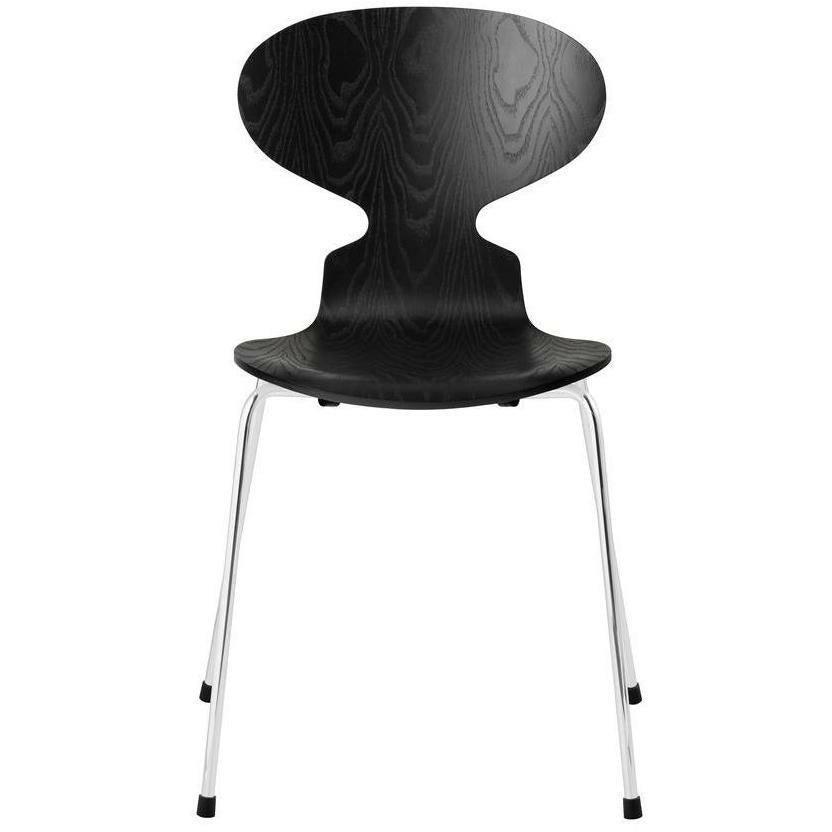 [product_category]-Fritz Hansen Ant Chair Dyed Ash Black Shell, Chromed Steel Base-Fritz Hansen-3101-FARVET-SORT-FORKROMET-FRI-1