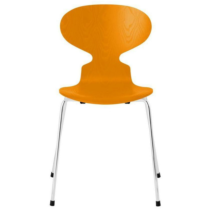 [product_category]-Fritz Hansen Ant Chair Dyed Ash Burnt Yellow Shell, Chromed Steel Base-Fritz Hansen-3101-FARVET-BURNT-FORKROMET-FRI-1