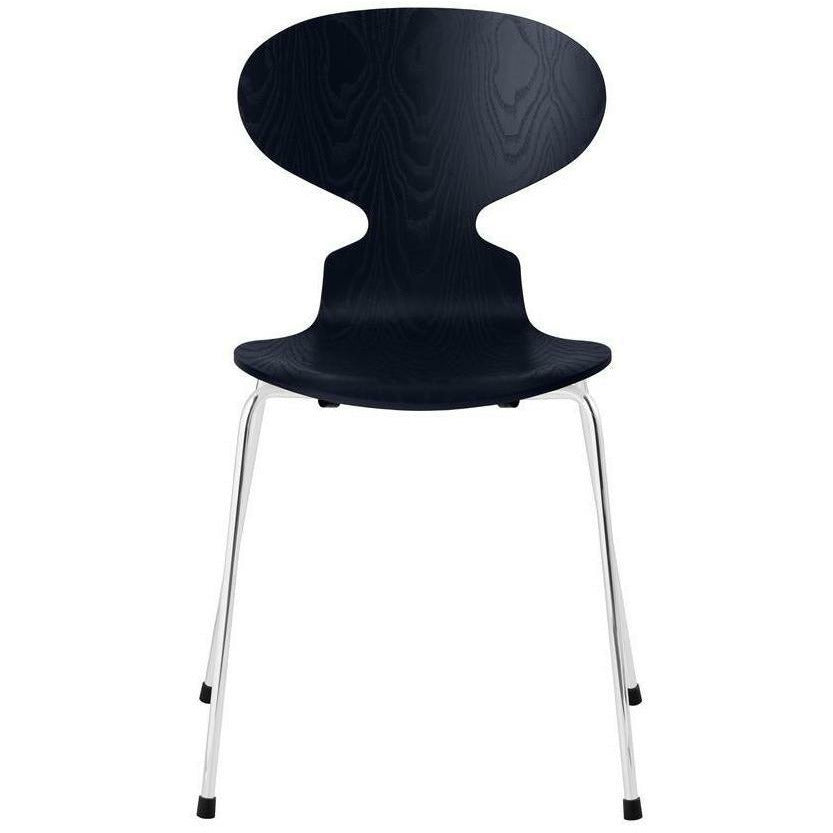 [product_category]-Fritz Hansen Ant Chair Dyed Ash Midnight Blue Bowl, Chromed Steel Base-Fritz Hansen-3101-FARVET-MIDNIGHT-FORKROMET-FRI-1