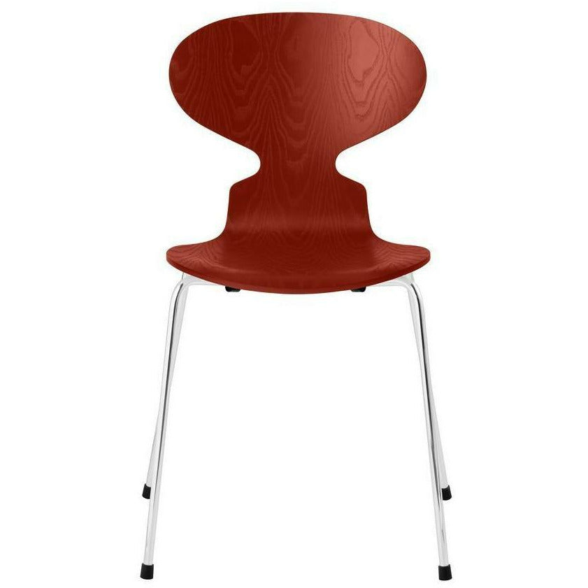 [product_category]-Fritz Hansen Ant Chair Dyed Ash Venetian Red Bowl, Chromed Steel Base-Fritz Hansen-3101-FARVET-VENETIAN-FORKROMET-FRI-1