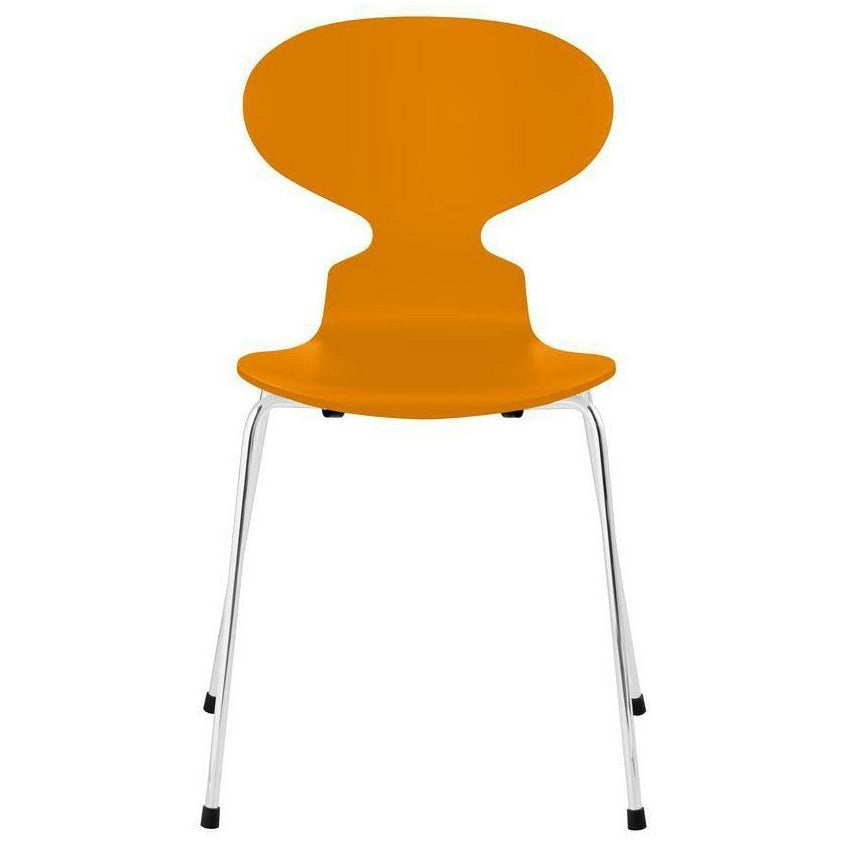 [product_category]-Fritz Hansen Ant Chair Lacquered Burnt Yellow Shell, Chrome Plated Steel Base-Fritz Hansen-3101-LAKERET-BURNT-FORKROMET-FRI-1