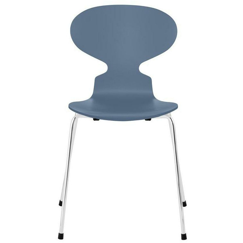 [product_category]-Fritz Hansen Ant Chair Lacquered Dusk Blue Shell, Chrome Plated Steel Base-Fritz Hansen-3101-LAKERET-DUSK-FORKROMET-FRI-1