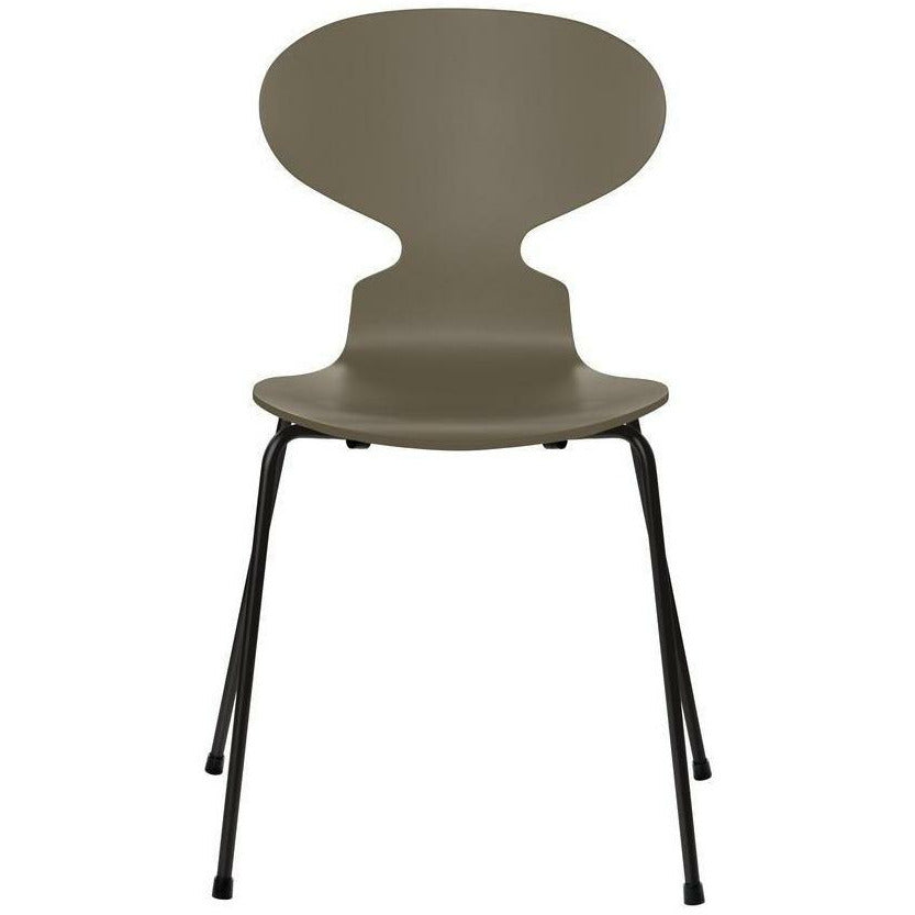 [product_category]-Fritz Hansen Ant Chair Lacquered Olive Green Bowl, Black Base-Fritz Hansen-3101-LAKERET-OLIVE-SORT-FRI-1
