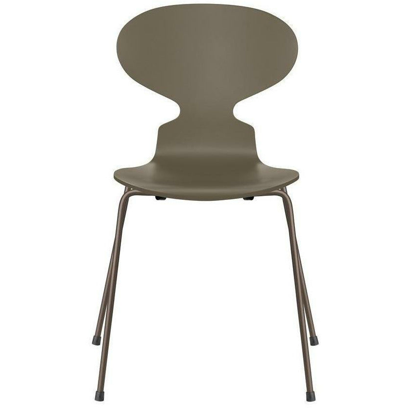 [product_category]-Fritz Hansen Ant Chair Lacquered Olive Green Bowl, Brown Bronze Base-Fritz Hansen-3101-LAKERET-OLIVE-BROWN-FRI-1