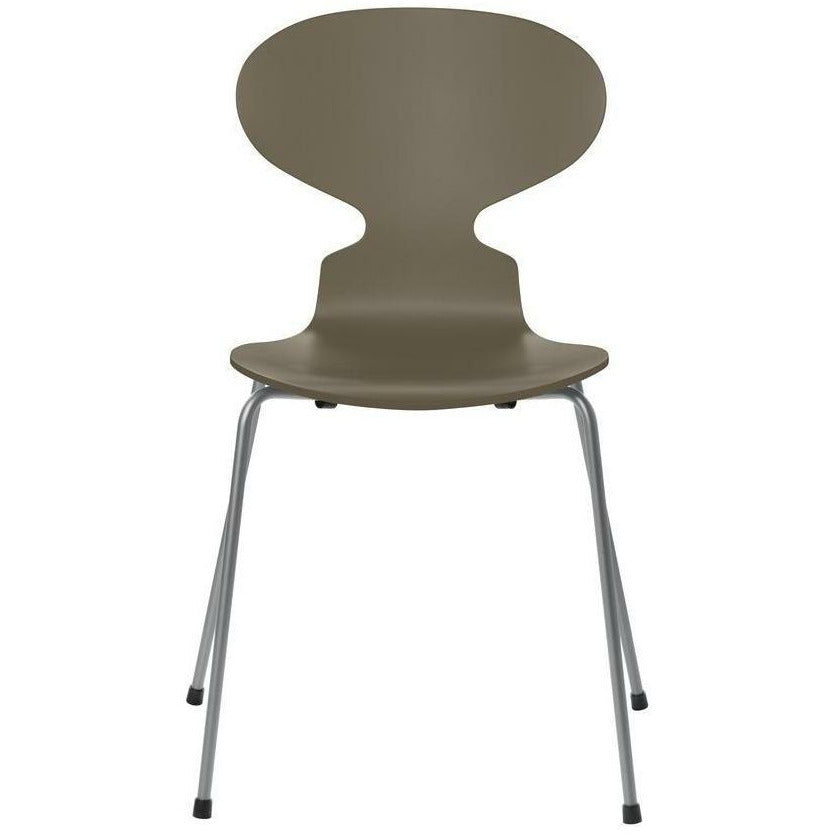 [product_category]-Fritz Hansen Ant Chair Lacquered Olive Green Bowl, Silver Grey Base-Fritz Hansen-3101-LAKERET-OLIVE-SILVER-FRI-1