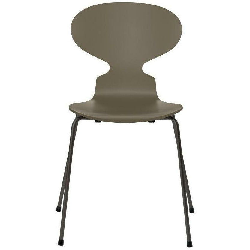 [product_category]-Fritz Hansen Ant Chair Lacquered Olive Green Bowl, Warm Graphite Base-Fritz Hansen-3101-LAKERET-OLIVE-WARM-FRI-1