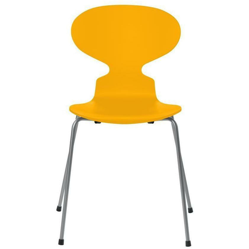 [product_category]-Fritz Hansen Ant Chair Lacquered True Yellow Shell, Silver Grey Base-Fritz Hansen-3101-LAKERET-TRUE-SILVER-FRI-1