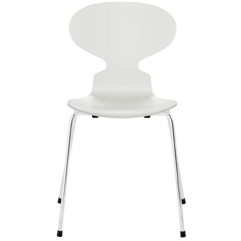 [product_category]-Fritz Hansen Ant Chair Lacquered White Shell, Chrome Plated Steel Base-Fritz Hansen-3101-LAKERET-HVID-FORKROMET-FRI-1