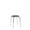 Fritz Hansen The Dot™ Stool, Clear Laquered Veneer Walnut/Chrome Base