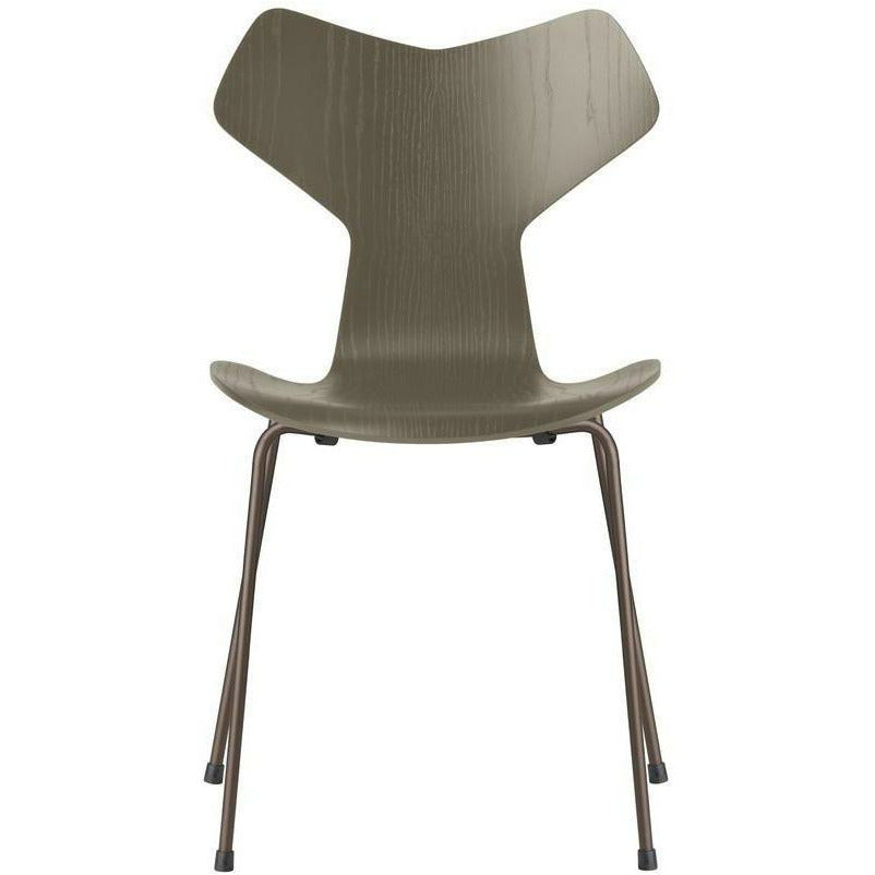 [product_category]-Fritz Hansen Grand Prix Chair Colored Ash Olive Green Bowl, Brown Bronze Base-Fritz Hansen-3130-FARVET-OLIVE-BROWN-FRI-1