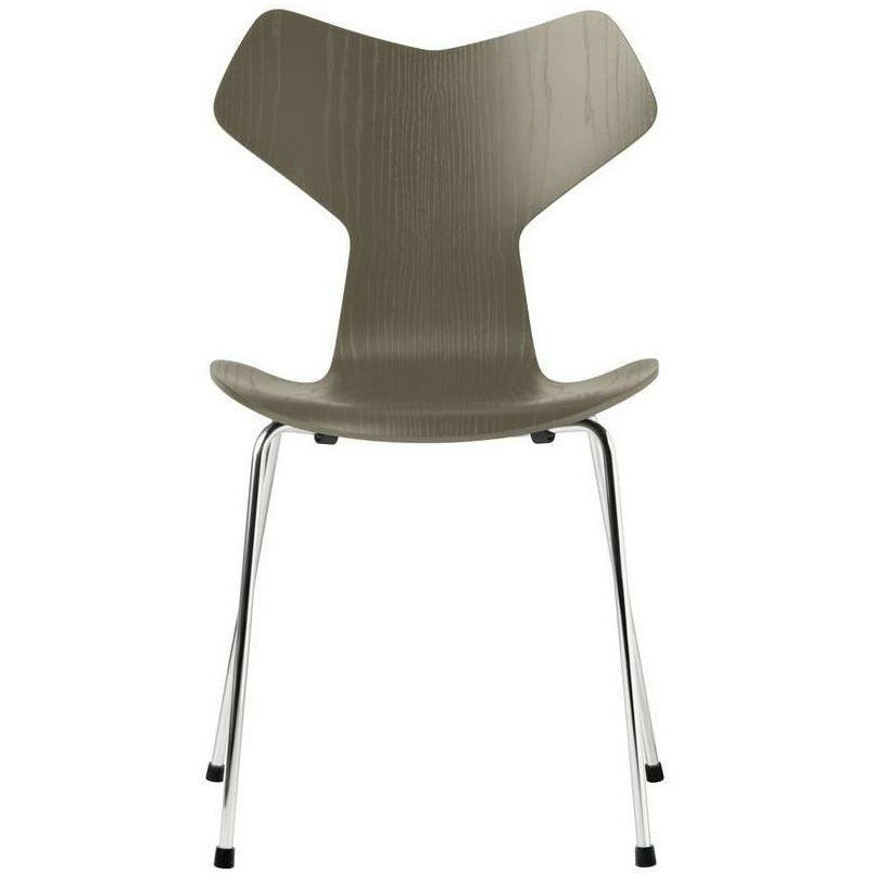 [product_category]-Fritz Hansen Grand Prix Chair Colored Ash Olive Green Bowl, Chromed Steel Base-Fritz Hansen-3130-FARVET-OLIVE-FORKROMET-FRI-1