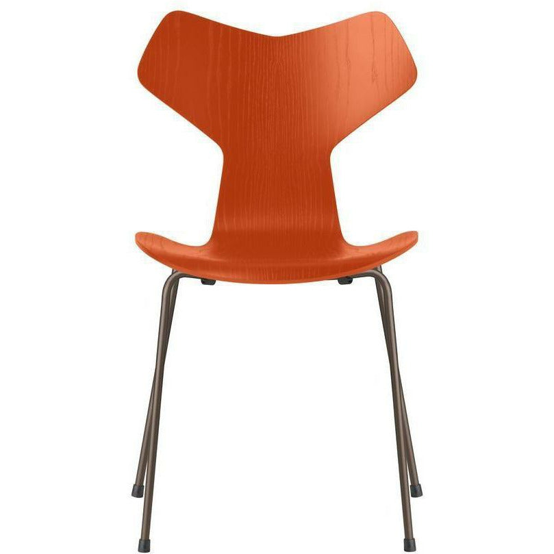 [product_category]-Fritz Hansen Grand Prix Chair Colored Ash Paradise Orange Bowl, Brown Bronze Base-Fritz Hansen-3130-FARVET-PARADISE-BROWN-FRI-1