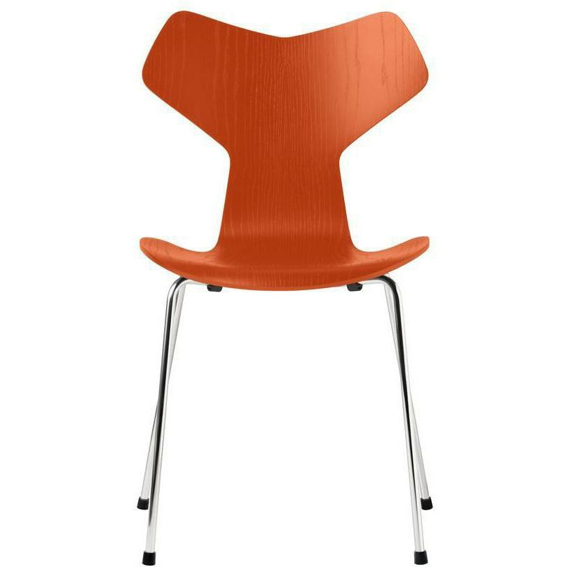 [product_category]-Fritz Hansen Grand Prix Chair Colored Ash Paradise Orange Bowl, Chromed Steel Base-Fritz Hansen-3130-FARVET-PARADISE-FORKROMET-FRI-1