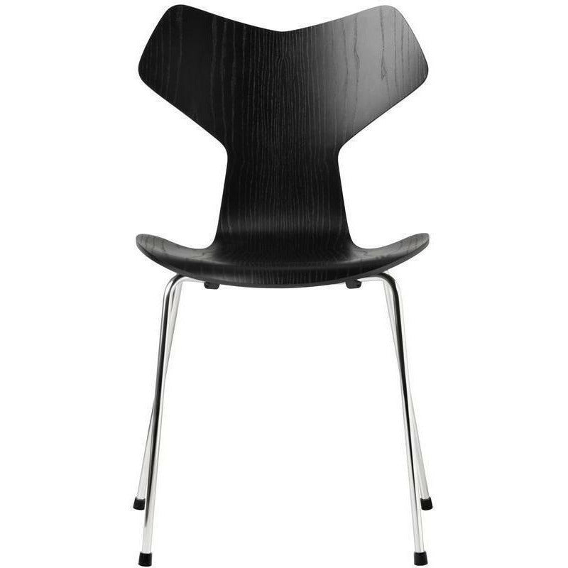[product_category]-Fritz Hansen Grand Prix Chair Dyed Ash Black Shell, Chromed Steel Base-Fritz Hansen-3130-FARVET-SORT-FORKROMET-FRI-1