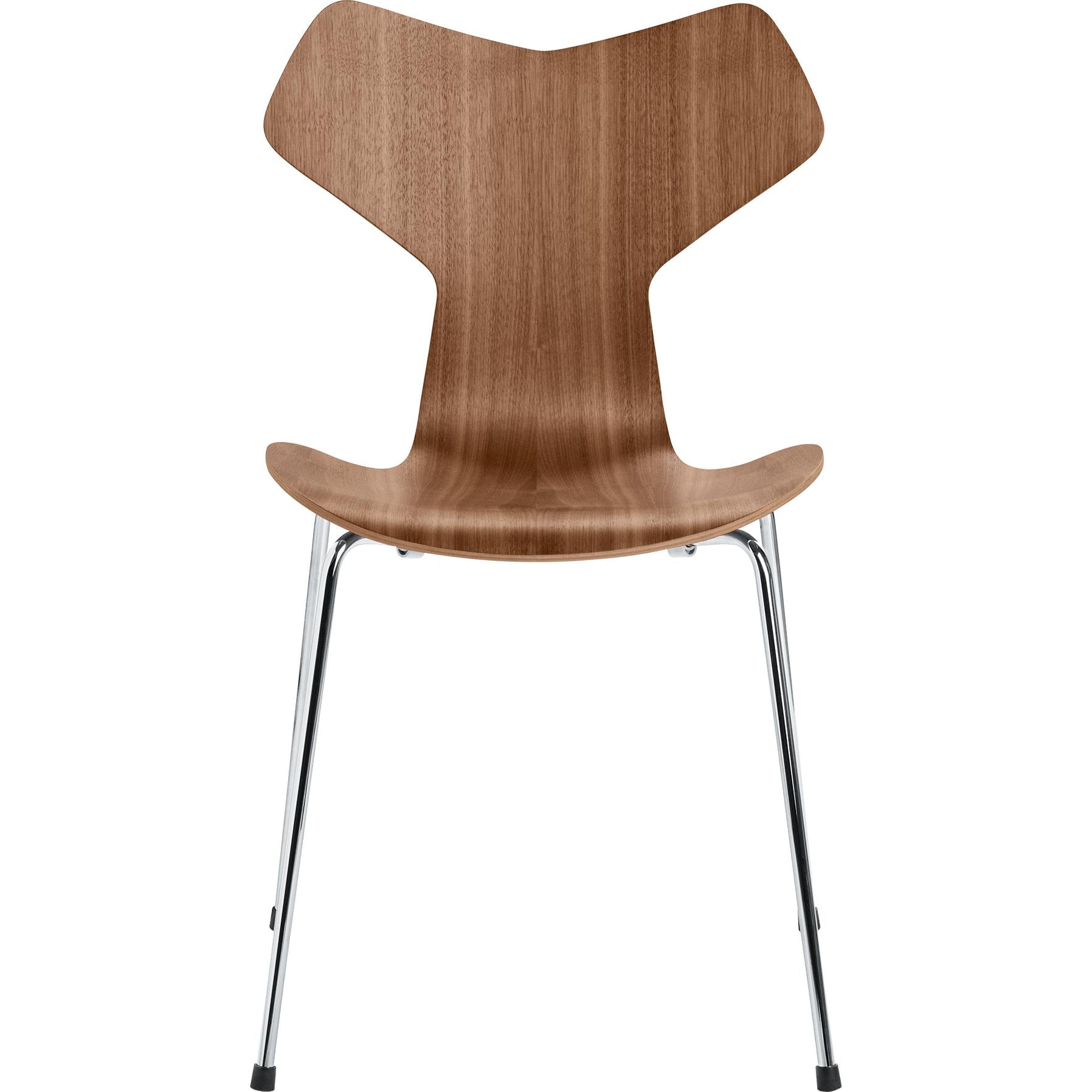 [product_category]-Fritz Hansen Grand Prix Chair Lacquered Walnut Shell, Chromed Steel Base-Fritz Hansen-3130-KLAR-LAK-VALNØD-FORKROMET-FRI-1