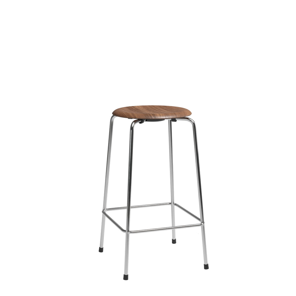 [product_category]-Fritz Hansen High Dot Counter Stool 4 Legs, Clear Laquered Veneer Walnut/Chrome Base-Fritz Hansen-5702370002220-840134-FRI-1