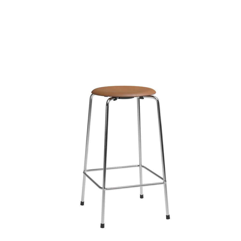 [product_category]-Fritz Hansen High Dot Counter Stool 4 Legs, Wild Leather Walnut/Chrome Base-Fritz Hansen-5702370002268-840138-FRI-1