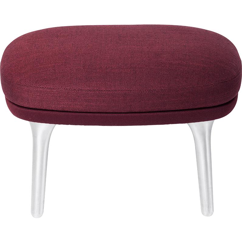[product_category]-Fritz Hansen Jh11 Ro Footstoll Aluminium, Balder Bordeaux/ Sunniva Burgundy-Fritz Hansen-JH11-682/662-FRI-1