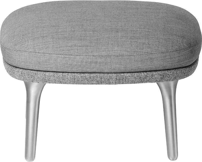 [product_category]-Fritz Hansen Jh11 Ro Footstoll Aluminium, Hallingdal Grey/ Canvas Grey-Fritz Hansen-JH11-130/124-FRI-1