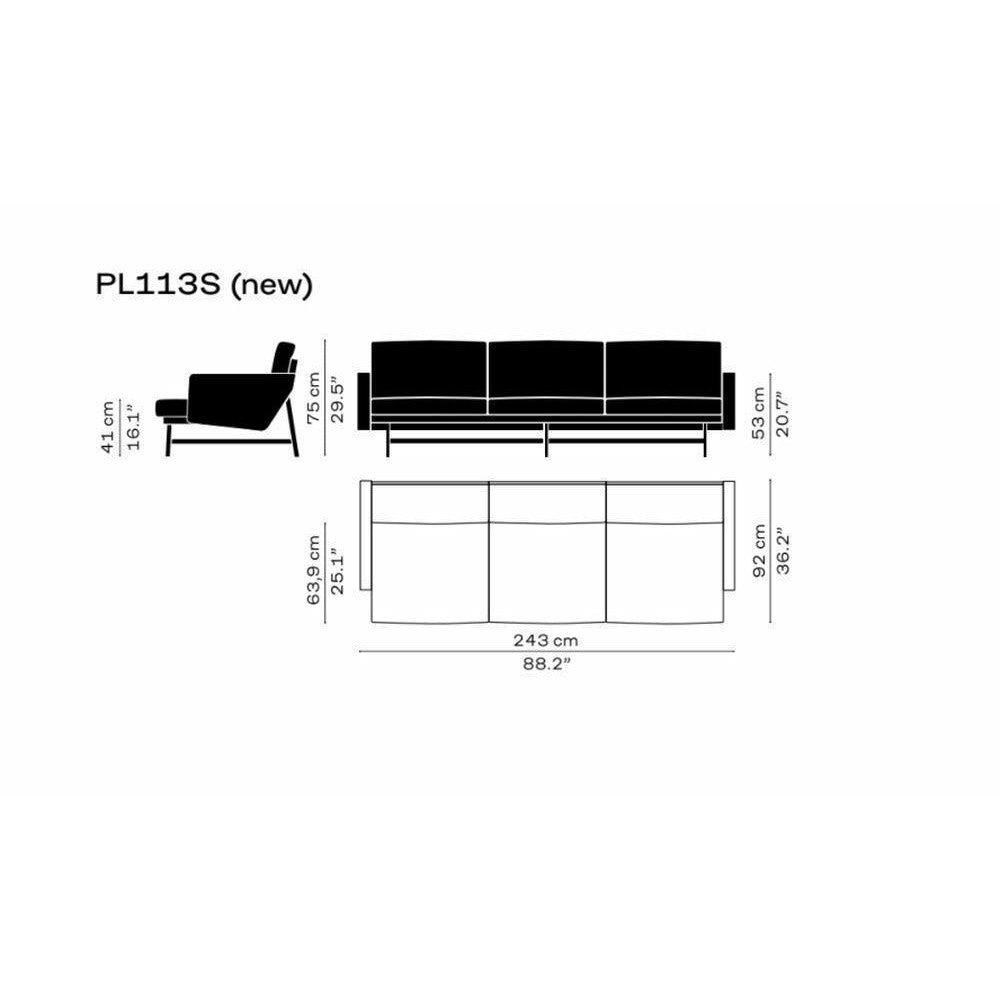 [product_category]-Fritz Hansen Lissoni Sofa Fabric 3 Seater, Warm Graphite/Brown Remix 0252-Fritz Hansen-PL113S-Remix-0252-Warm-Graphite-FRI-2