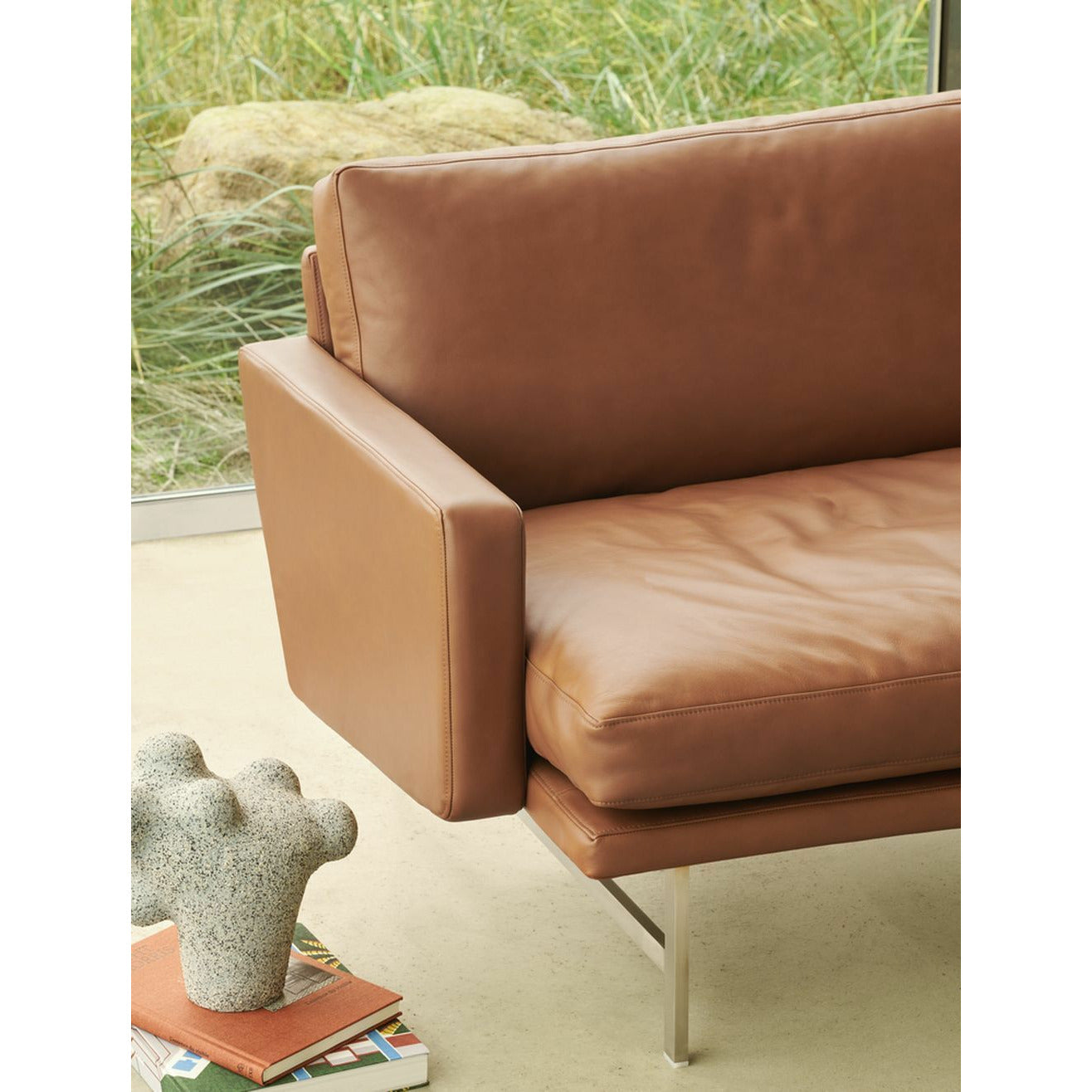 [product_category]-Fritz Hansen Lissoni Sofa Leather 2 Seater, Warm Graphite/Brown Grace Walnut-Fritz Hansen-PL112S-Grace-Walnut-Warm-Graphite-FRI-3