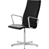 Fritz Hansen Oxford™ Classic Swivel Armchair Leather Middle Backrest, Essential Black