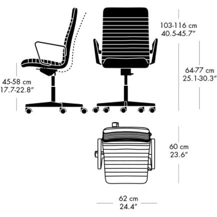 [product_category]-Fritz Hansen Oxford Premium Height Adjustable Armchair Fabric Middle Back, Blue/Brown-Fritz Hansen-3293P-RIME-BLUEBROWN-FRI-2