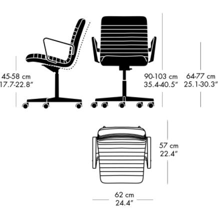 [product_category]-Fritz Hansen Oxford Premium Height Adjustable Armchair Fabric Middle Back, Rims Brown/Dark Blue-Fritz Hansen-3291P-RIME691-BROWNDARKBLUE-FRI-2